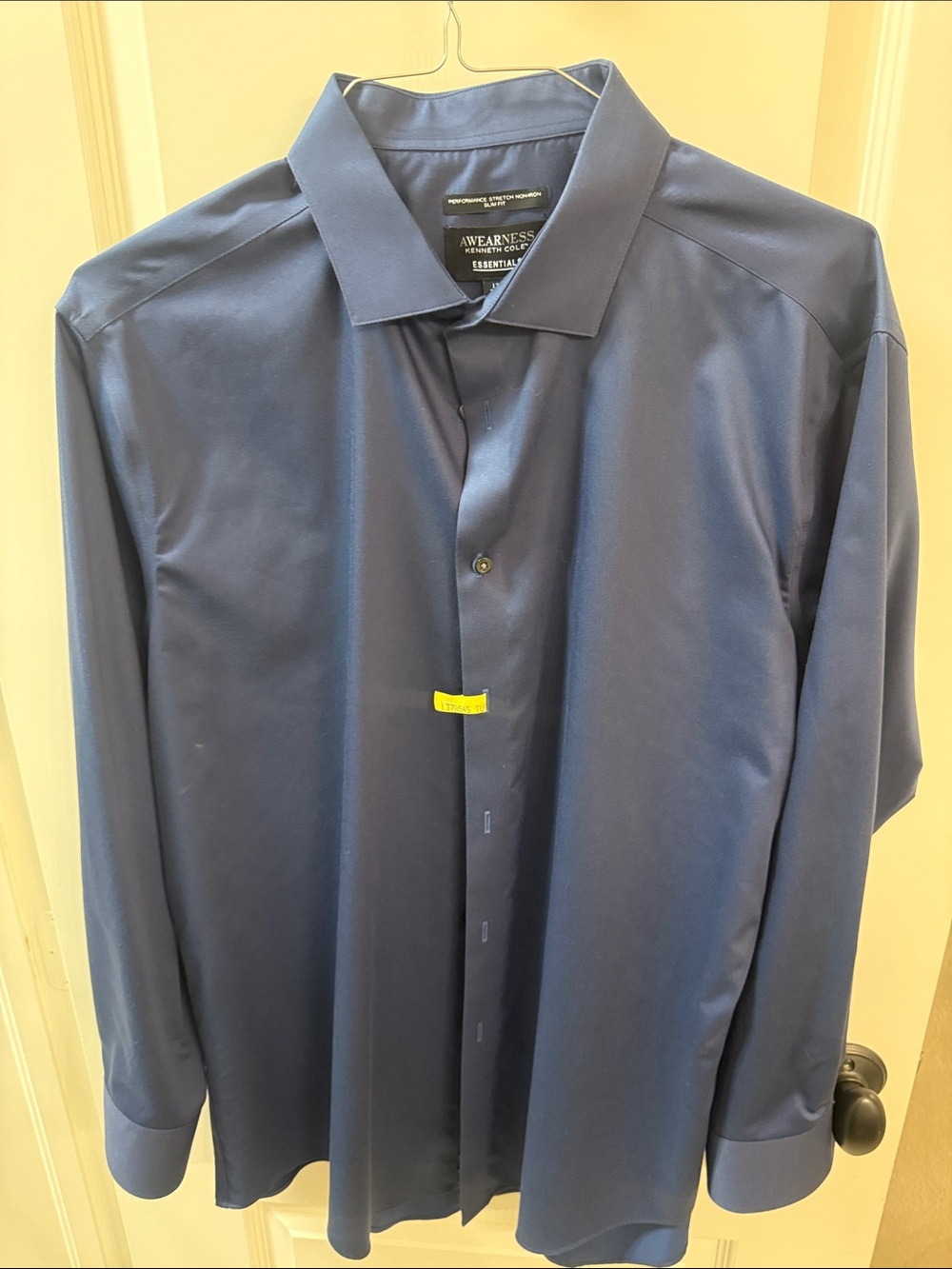 Kenneth Cole Navy Dress Shirt - Solid Long Sleeve